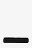 Saint Laurent Black Suede Croc Embossed Cassandre Wallet On Chain Crossbody