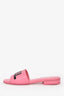 Pre-loved Chanel™ 2023 Pink Leather Logo Slides Size 37C
