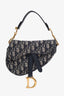 Christian Dior Blue Oblique Jacquard Saddle Mini Bag with Strap