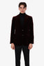 Salvatore Ferragamo Burgundy Velvet Single-Breasted Blazer Size 50 Mens