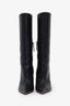Amina Muaddi Black Leather Fiona Mid-Calf Heeled Boots Size 37.5