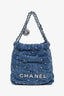 Pre-Loved Chanel™ 2024 Light Wash Denim Quilted Studded Denim Mini 22 Hobo