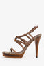 Gucci Brown Leather Bamboo Platform Sandals Size 40