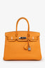 Sac Birkin 30 Hermès 2013 en cuir Epsom couleur Soleil 9H, bijouterie argentée