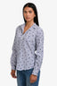 Frank & Eileen Blue Pinstripe Heart Printed Crinkle Button-Up Shirt Size Small