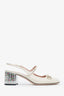 Gucci White Vernice Crystal Horsebit Charlotte 42mm Slingback Pumps Size 39