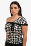 Jean Paul Gaultier Black/White Silk Blend One Shoulder Tank Top Size M