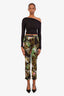 Isabel Marant Étoile Black Floral Patterned Cotton Straight Leg Trousers Size 36