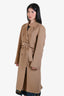 Gucci Camel Wool Rabbit Leather Buttoned Coat Size 46
