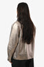 Veste en daim de chèvre métallisé argenté Lafayette 148, taille L