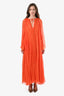 Gucci Orange Silk Pleated L S Oversized Maxi Dress Size 40