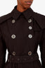 Burberry Brit Black Nylon Double Breasted Belted Short Trench Coat Size 4