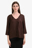 Massimo Alba Brown Silk V-Neck 3/4 Sleeve Blouse Size Large