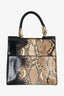 Roberto Cavalli Black/Beige Python Leather Top Handle Bag with Strap