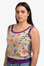 Missoni Purple Multicolour Floral Print Silk Tank Top Size 40