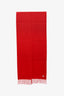 Loro Piana Red Cashmere Fringe Scarf
