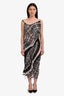 Atlein Black/White Graphic Mess Cinched Side Midi Dress Size 38