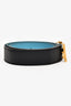 Hermès Blue Leather Gold-Tone Strié Reversible 32mm Constance H Belt Size 95