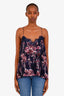 Cami NYC Navy/Pink Floral Silk Lace Top Size L