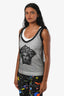 Versace Black and White Mesh Overlay Medusa Tank Top Size 40