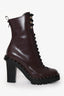 Valentino Burgundy Leather Soul Rockstud Boot Size 36