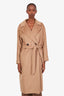 Weekend Max Mara Caramel Virgin Wool Double Breasted Belted Coat Size 8