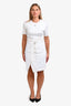 Officine General White Denim Charlotte Belted Midi Skirt Size 6