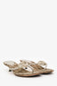 Gucci Beige/White Monogram Heart Logo Thong Sandals Size 36