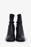Saint Laurent Black Leather Square Toe Logo Ankle Boots Size 37.5