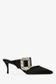 Roger Vivier Black Satin Crystal Buckle Heels Size 36