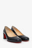 Escarpins Christian Louboutin noirs en cuir verni à bout rond, pointure 36