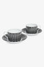 Hermès Black/White Porcelain 'H Deco' Cup and Saucer Set of 2