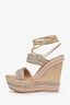 Stuart Weitzman Metallic Leather Lace Up Wedge Heeled Sandals Size 36