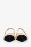 Pre-loved Chanel™ 24A Beige Leather Black CC Logo Coco Slingback Flats Size 36.5