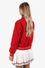 Celine Red Wool Blend 'Teddy Brode' Varsity Jacket Size 36
