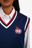 Gucci Navy/Red/White Trimmed Detail V Neck Vest Size XS