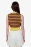 Miu Miu Yellow/Brown Wool Striped Border Logo Knit Vest Size 36
