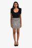 Brunello Cucinelli Grey Cotton Tweed Pleated Mini Skirt Size 2