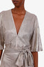 Galvan London Silver Metallic V-Neck Belted Jumpsuit Size US 6