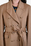 Gucci Camel Wool Rabbit Leather Buttoned Coat Size 46