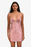 For Love & Lemons Pink Lace Crystal Embellished Corset Top Mini Dress Size M