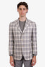 Pal Zileri White/Grey Cashmere & Silk Single Breasted Blazer Size 48 Mens