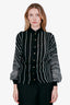 Gucci Black/White Silk Sheer Button Up Blouse Size 36