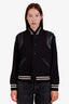 Saint Laurent Black Wool-Blend Varsity 'Teddy' Jacket Size 40