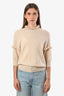 Chloe Beige Cashmere Ruffle Trim Sweater Size M