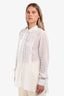 Etro White Lace Tuxedo Lace Ruffle Collared Button Top Size 46