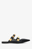 Valentino Black Leather Roman Stud Flat Mules Size 37.5