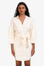 Veronica Beard Cream Linen Blend Button Up Long Sleeve Belted Mini Dress Size 0