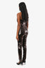 Saint Laurent 2022 Dark Brown Sequin Strapless Skinny Leg Jumpsuit Size Medium
