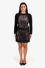 Victoria Beckham Black/Rose Gold Sequins Detail Long Sleeve Dress Size 8